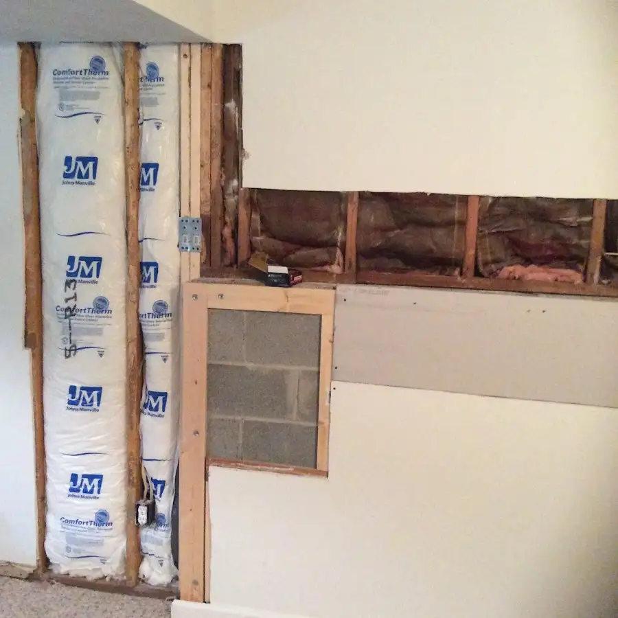 Wall insulation replacement during Basement Flood Cleanup in Crete